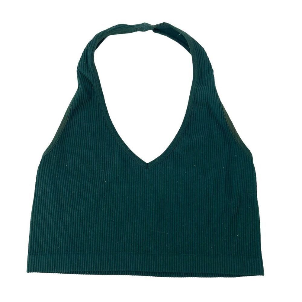 Ribbed Halter Bralette Bra Dark Green Size XS Pac Sun LA Hearts Wireless Boho
